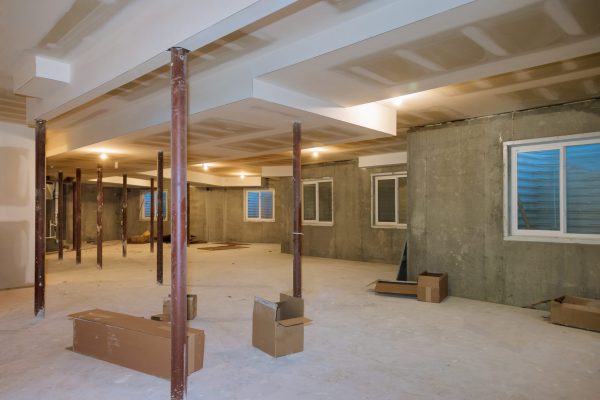 Basement framing construction interior frame of a new house a new stick built